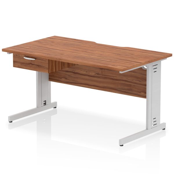 Pulse Scalloped Edge Cable Managed Straight Desk With Single One Drawer Fixed Pedestal - Image 29