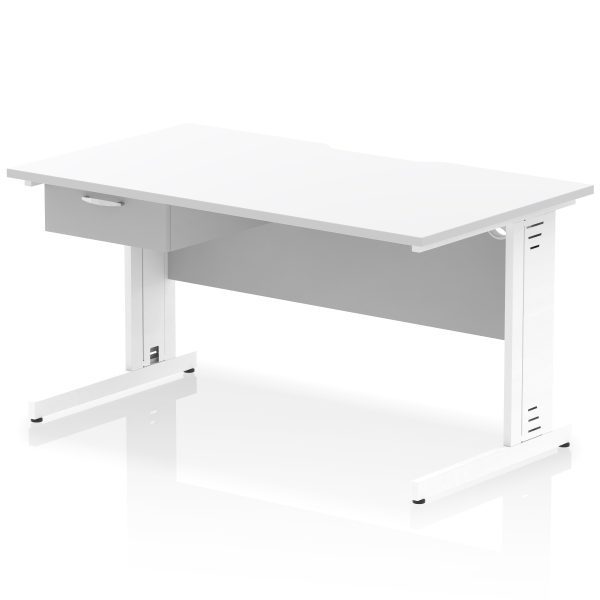 Pulse Scalloped Edge Cable Managed Straight Desk With Single One Drawer Fixed Pedestal - Image 51
