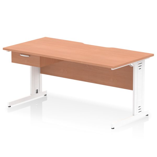 Pulse Scalloped Edge Cable Managed Straight Desk With Single One Drawer Fixed Pedestal - Image 52