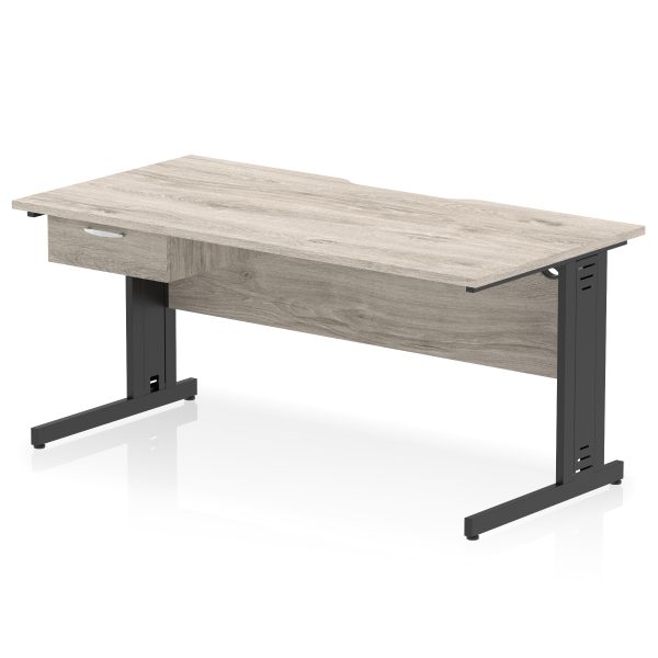 Pulse Scalloped Edge Cable Managed Straight Desk With Single One Drawer Fixed Pedestal - Image 14