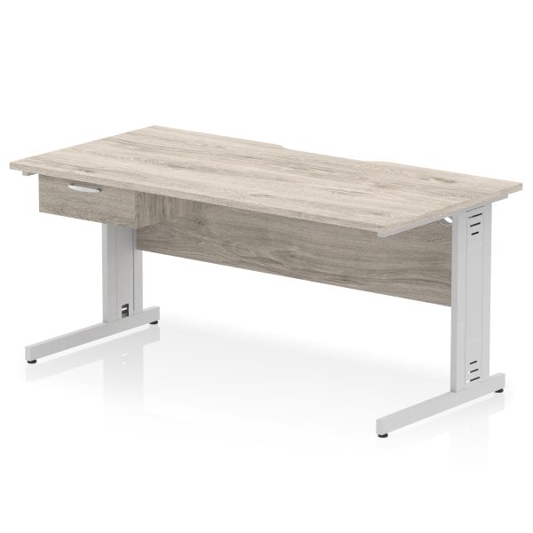 Pulse Scalloped Edge Cable Managed Straight Desk With Single One Drawer Fixed Pedestal - Image 32