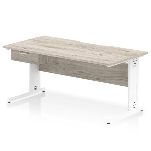 Pulse Scalloped Edge Cable Managed Straight Desk With Single One Drawer Fixed Pedestal - Image 53