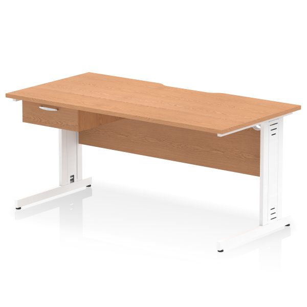 Pulse Scalloped Edge Cable Managed Straight Desk With Single One Drawer Fixed Pedestal - Image 55