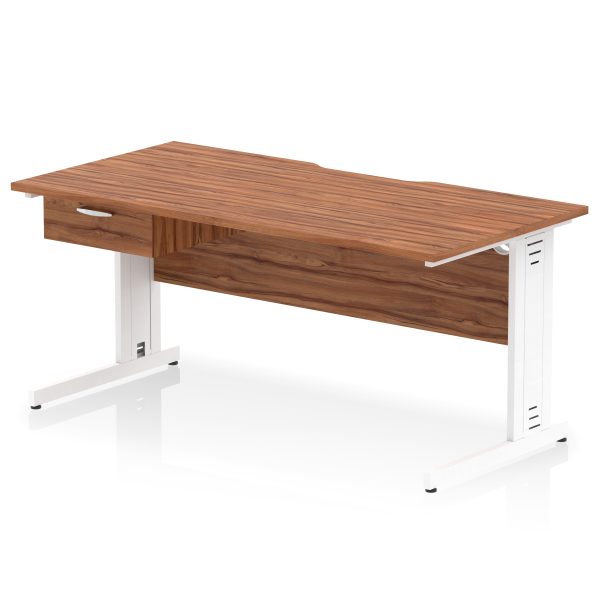 Pulse Scalloped Edge Cable Managed Straight Desk With Single One Drawer Fixed Pedestal - Image 56