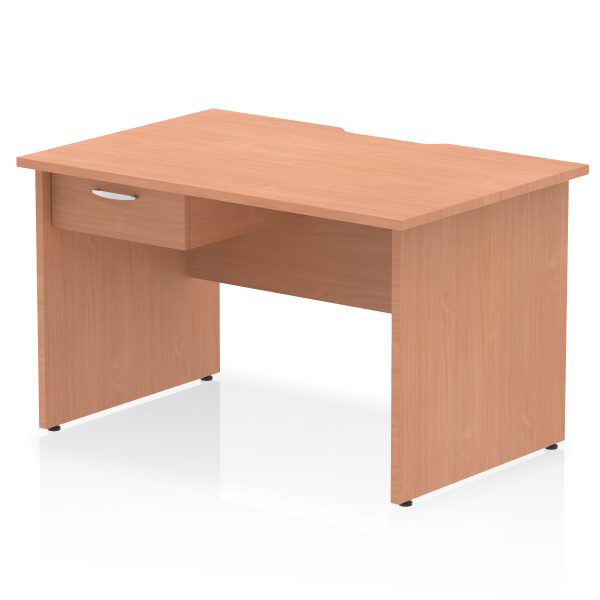 Pulse Scalloped Edge Panel End Straight Desk Frame With Single One Drawer Fixed Pedestal - Image 4