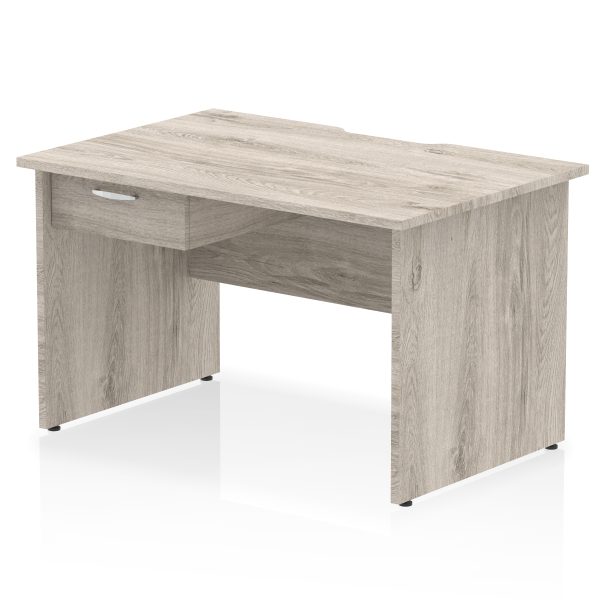 Pulse Scalloped Edge Panel End Straight Desk Frame With Single One Drawer Fixed Pedestal - Image 5