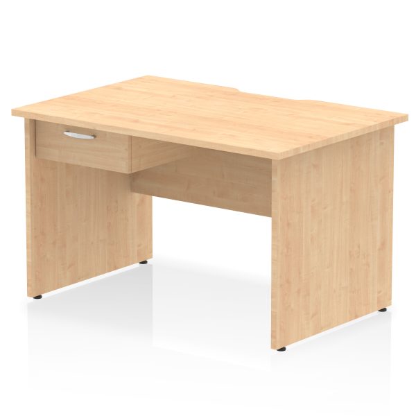 Pulse Scalloped Edge Panel End Straight Desk Frame With Single One Drawer Fixed Pedestal - Image 6