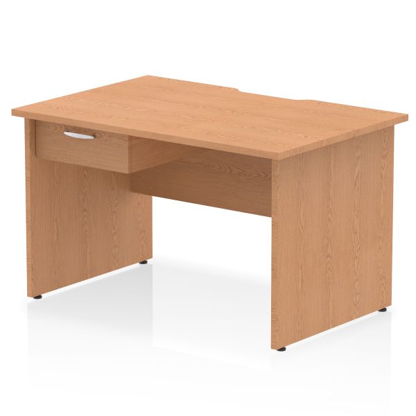 Pulse Scalloped Edge Panel End Straight Desk Frame With Single One Drawer Fixed Pedestal - Image 7