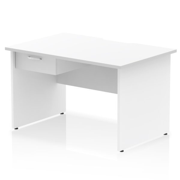 Pulse Scalloped Edge Panel End Straight Desk Frame With Single One Drawer Fixed Pedestal - Image 8