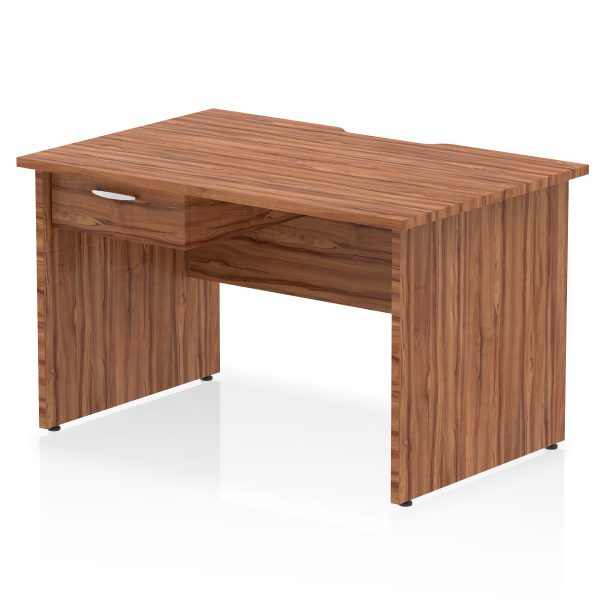 Pulse Scalloped Edge Panel End Straight Desk Frame With Single One Drawer Fixed Pedestal - Image 9