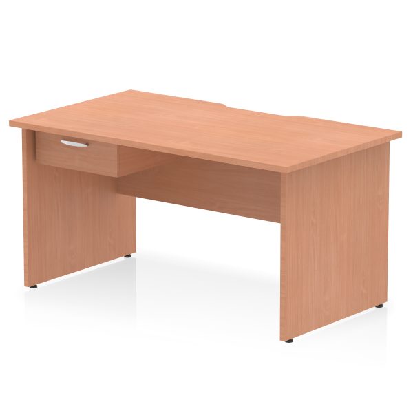 Pulse Scalloped Edge Panel End Straight Desk Frame With Single One Drawer Fixed Pedestal - Image 10