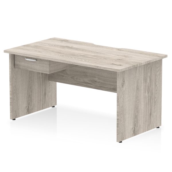 Pulse Scalloped Edge Panel End Straight Desk Frame With Single One Drawer Fixed Pedestal - Image 11
