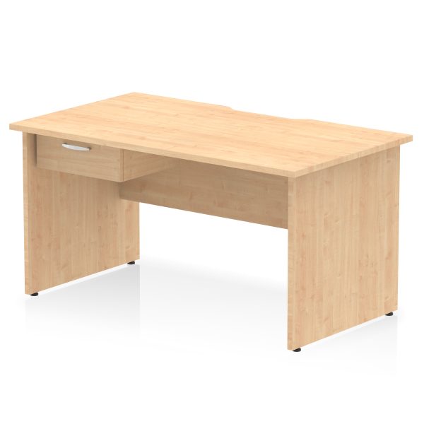 Pulse Scalloped Edge Panel End Straight Desk Frame With Single One Drawer Fixed Pedestal - Image 12
