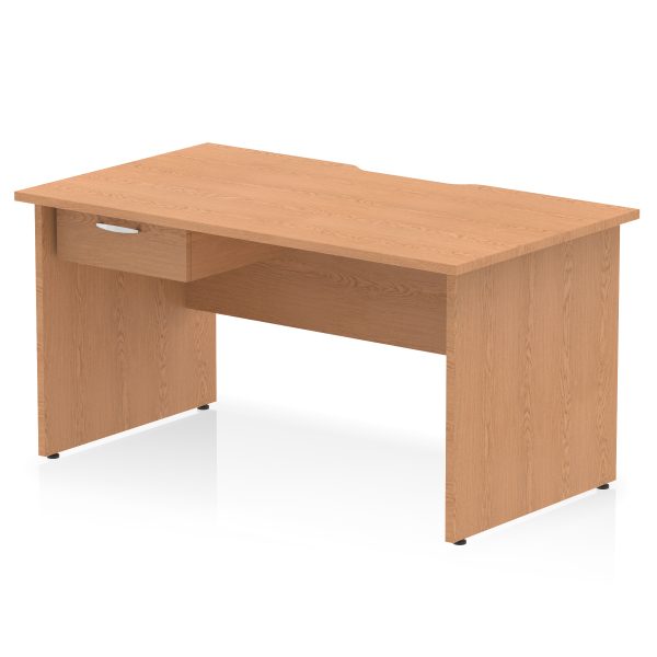 Pulse Scalloped Edge Panel End Straight Desk Frame With Single One Drawer Fixed Pedestal - Image 13