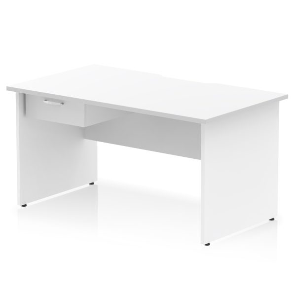 Pulse Scalloped Edge Panel End Straight Desk Frame With Single One Drawer Fixed Pedestal - Image 14