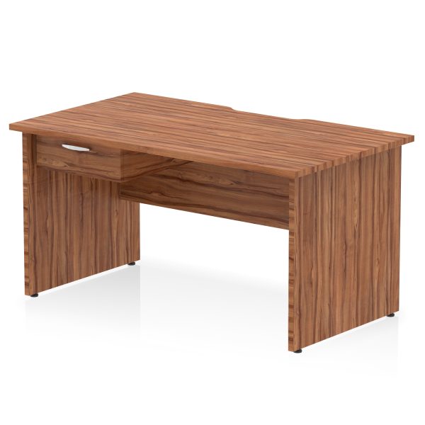 Pulse Scalloped Edge Panel End Straight Desk Frame With Single One Drawer Fixed Pedestal - Image 15