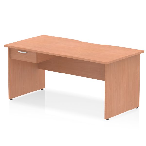 Pulse Scalloped Edge Panel End Straight Desk Frame With Single One Drawer Fixed Pedestal - Image 16