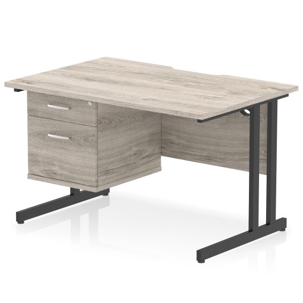 Pulse Scalloped Edge 1200mm Cantilever Straight Desk With Single Fixed Pedestal - Image 6