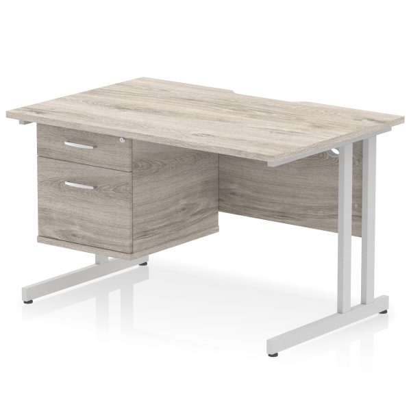 Pulse Scalloped Edge 1200mm Cantilever Straight Desk With Single Fixed Pedestal - Image 7