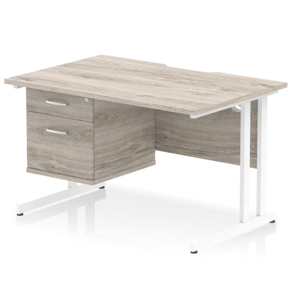 Pulse Scalloped Edge 1200mm Cantilever Straight Desk With Single Fixed Pedestal - Image 8