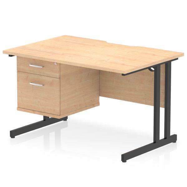 Pulse Scalloped Edge 1200mm Cantilever Straight Desk With Single Fixed Pedestal - Image 9