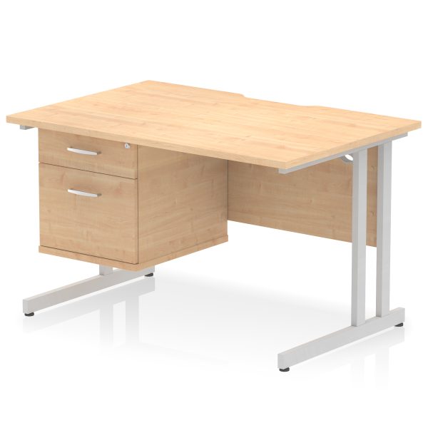 Pulse Scalloped Edge 1200mm Cantilever Straight Desk With Single Fixed Pedestal - Image 10