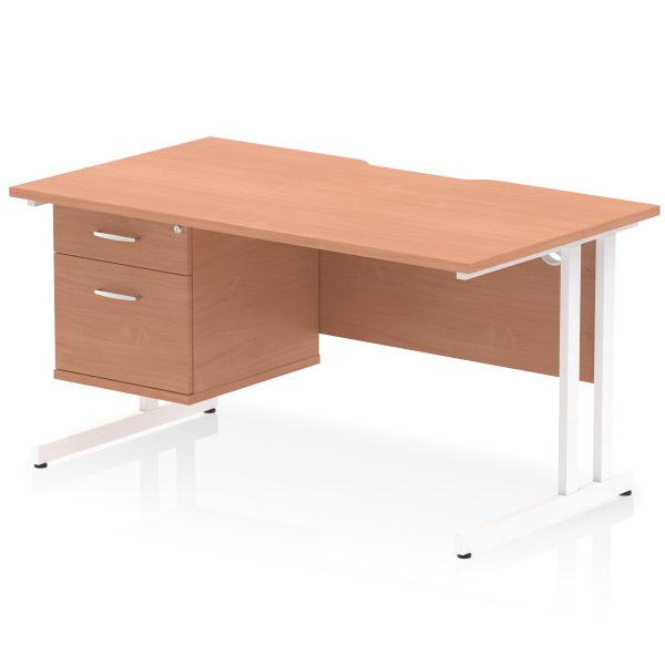Pulse Scalloped Edge 1400mm Cantilever Straight Desk With Single Fixed Pedestal - Image 5