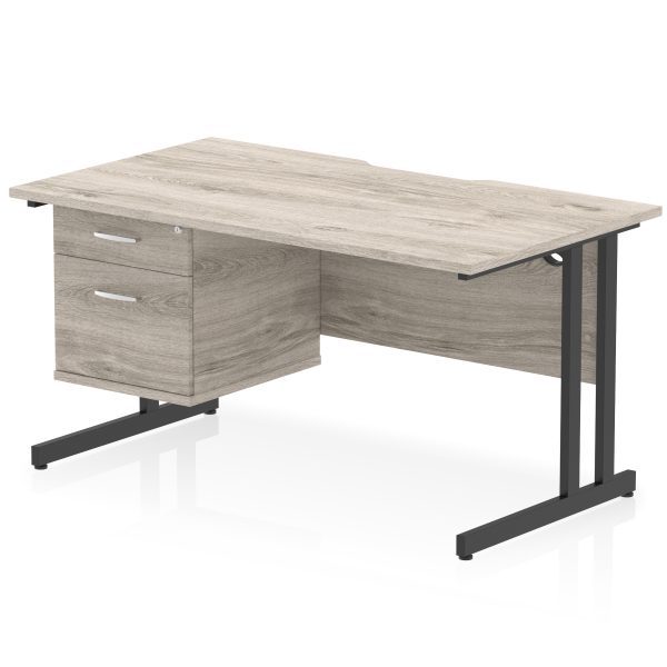 Pulse Scalloped Edge 1400mm Cantilever Straight Desk With Single Fixed Pedestal - Image 6