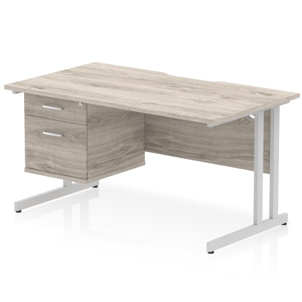 Pulse Scalloped Edge 1400mm Cantilever Straight Desk With Single Fixed Pedestal - Image 7