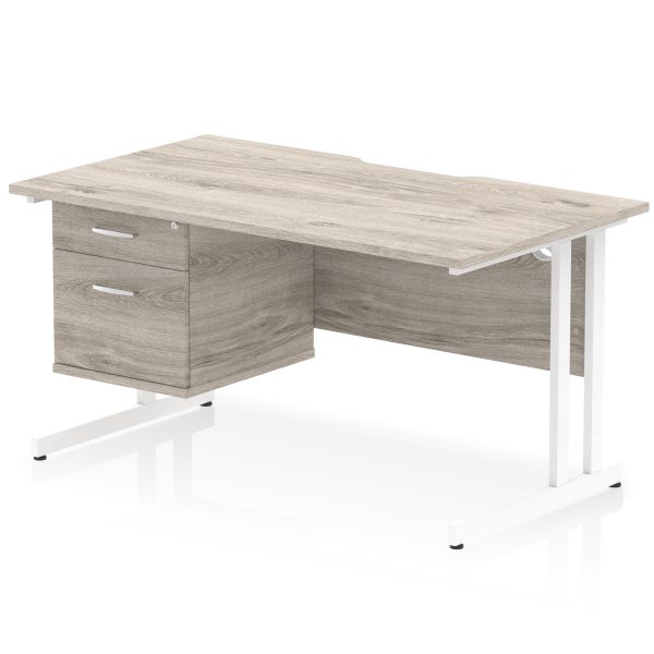 Pulse Scalloped Edge 1400mm Cantilever Straight Desk With Single Fixed Pedestal - Image 8