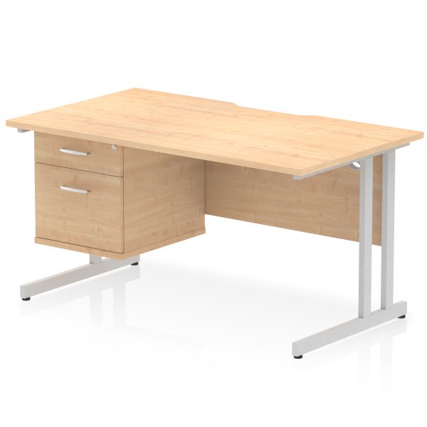 Pulse Scalloped Edge 1400mm Cantilever Straight Desk With Single Fixed Pedestal - Image 10