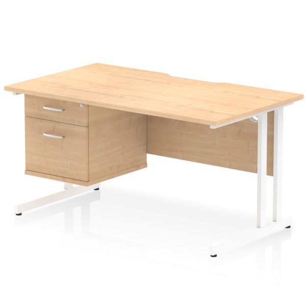 Pulse Scalloped Edge 1400mm Cantilever Straight Desk With Single Fixed Pedestal - Image 11