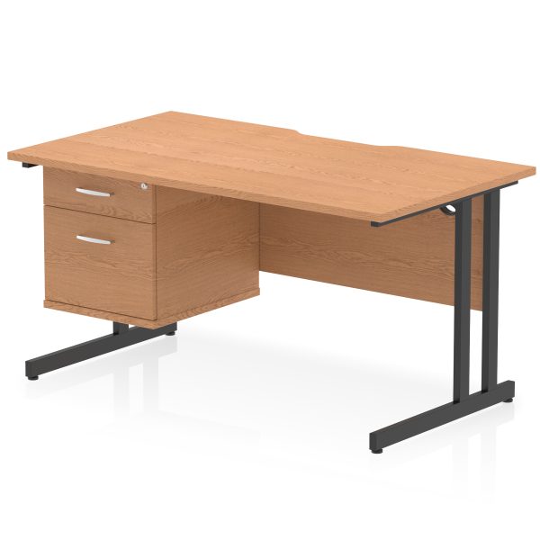 Pulse Scalloped Edge 1400mm Cantilever Straight Desk With Single Fixed Pedestal - Image 12