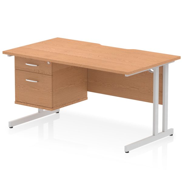 Pulse Scalloped Edge 1400mm Cantilever Straight Desk With Single Fixed Pedestal - Image 13