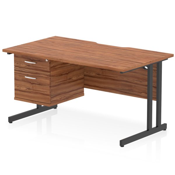 Pulse Scalloped Edge 1400mm Cantilever Straight Desk With Single Fixed Pedestal - Image 15
