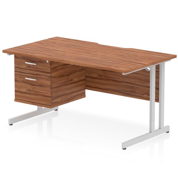 Pulse Scalloped Edge 1400mm Cantilever Straight Desk With Single Fixed Pedestal - Image 16