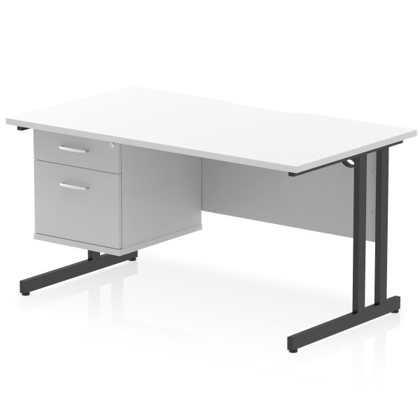 Pulse Scalloped Edge 1400mm Cantilever Straight Desk With Single Fixed Pedestal - Image 18