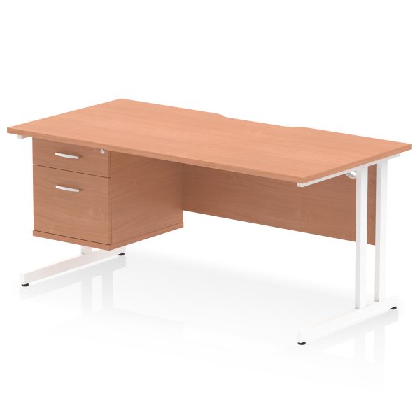 Pulse Scalloped Edge 1600mm Cantilever Straight Desk With Single Fixed Pedestal - Image 5