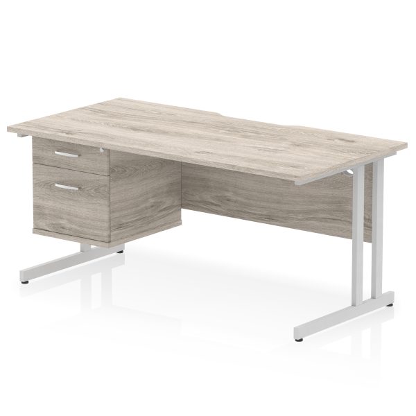 Pulse Scalloped Edge 1600mm Cantilever Straight Desk With Single Fixed Pedestal - Image 7