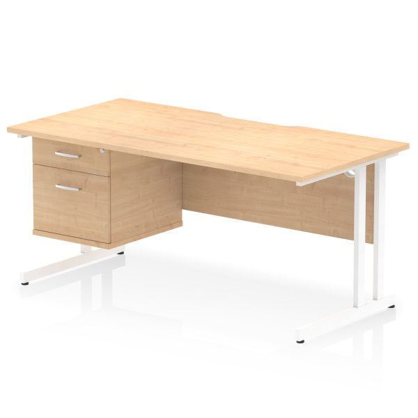 Pulse Scalloped Edge 1600mm Cantilever Straight Desk With Single Fixed Pedestal - Image 11