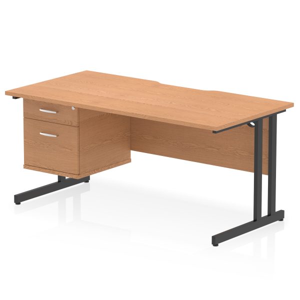Pulse Scalloped Edge 1600mm Cantilever Straight Desk With Single Fixed Pedestal - Image 12