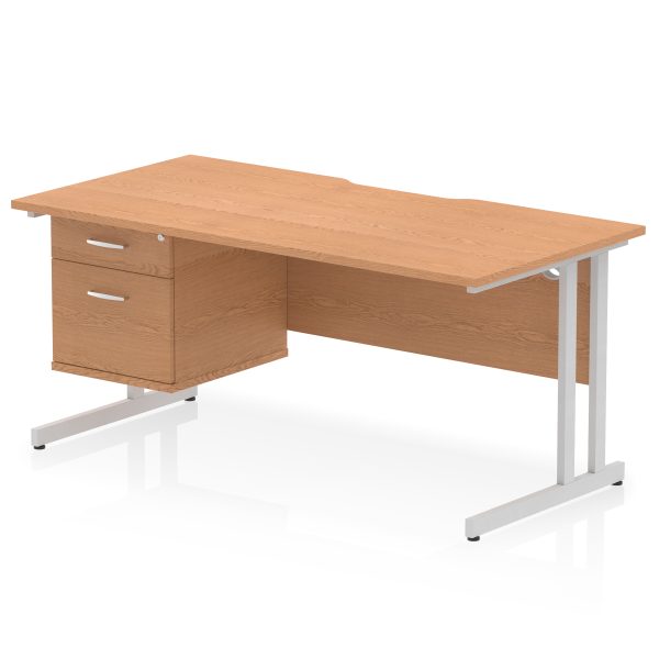 Pulse Scalloped Edge 1600mm Cantilever Straight Desk With Single Fixed Pedestal - Image 13