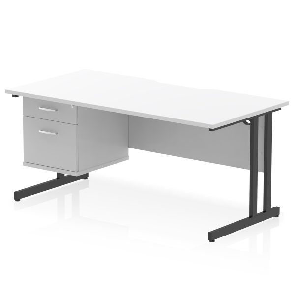 Pulse Scalloped Edge 1600mm Cantilever Straight Desk With Single Fixed Pedestal - Image 18