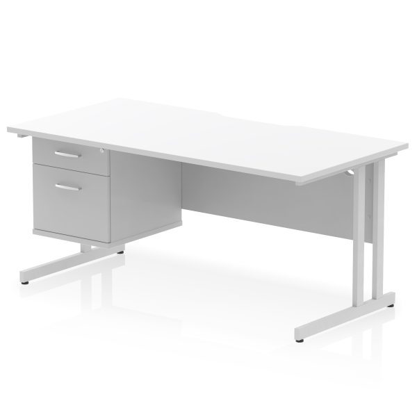 Pulse Scalloped Edge 1600mm Cantilever Straight Desk With Single Fixed Pedestal - Image 19
