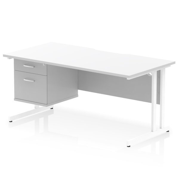 Pulse Scalloped Edge 1600mm Cantilever Straight Desk With Single Fixed Pedestal - Image 20