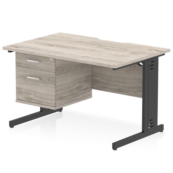 Pulse Scalloped Edge 1200mm Cable Managed Straight Desk With Single Fixed Pedestal - Image 6
