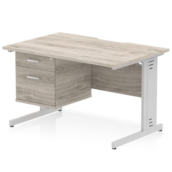 Pulse Scalloped Edge 1200mm Cable Managed Straight Desk With Single Fixed Pedestal - Image 7