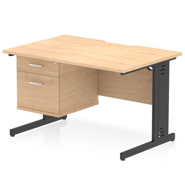 Pulse Scalloped Edge 1200mm Cable Managed Straight Desk With Single Fixed Pedestal - Image 9