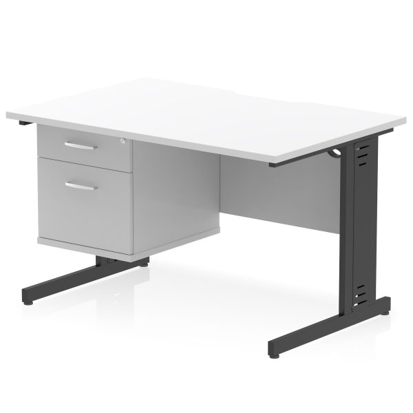 Pulse Scalloped Edge 1200mm Cable Managed Straight Desk With Single Fixed Pedestal - Image 18