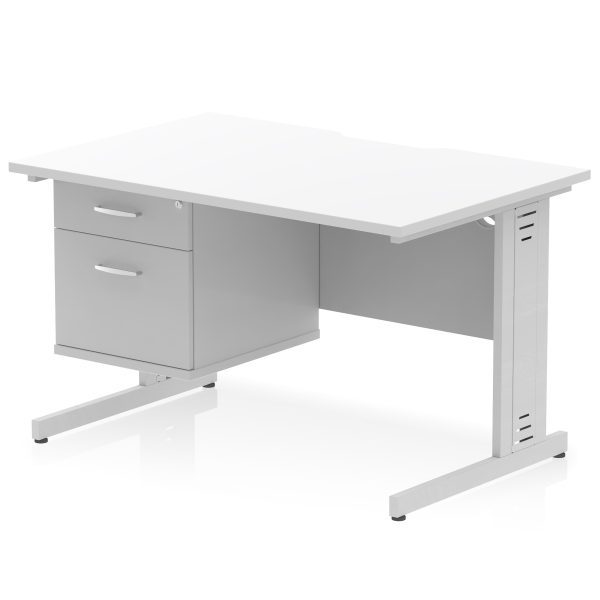 Pulse Scalloped Edge 1200mm Cable Managed Straight Desk With Single Fixed Pedestal - Image 19